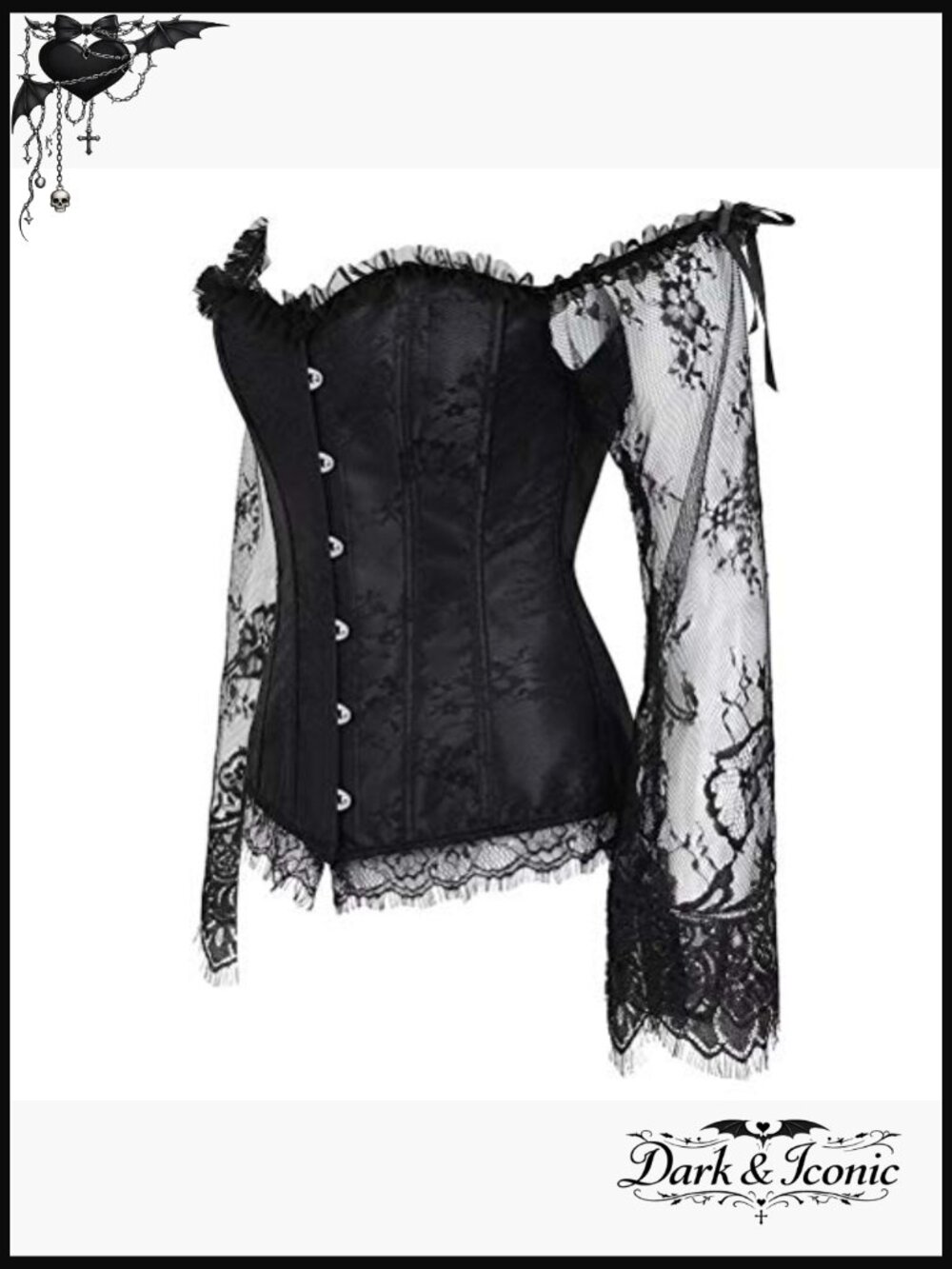 Corset Top for Women with Sleeves Lace Floral Bustier Waist Training - Picture 2 of 6